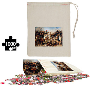 "BENTON" 1000 Puzzle In Cotton Drawstring Cinch - 8&rdquo; W x 10&rdquo; H 1000pcs